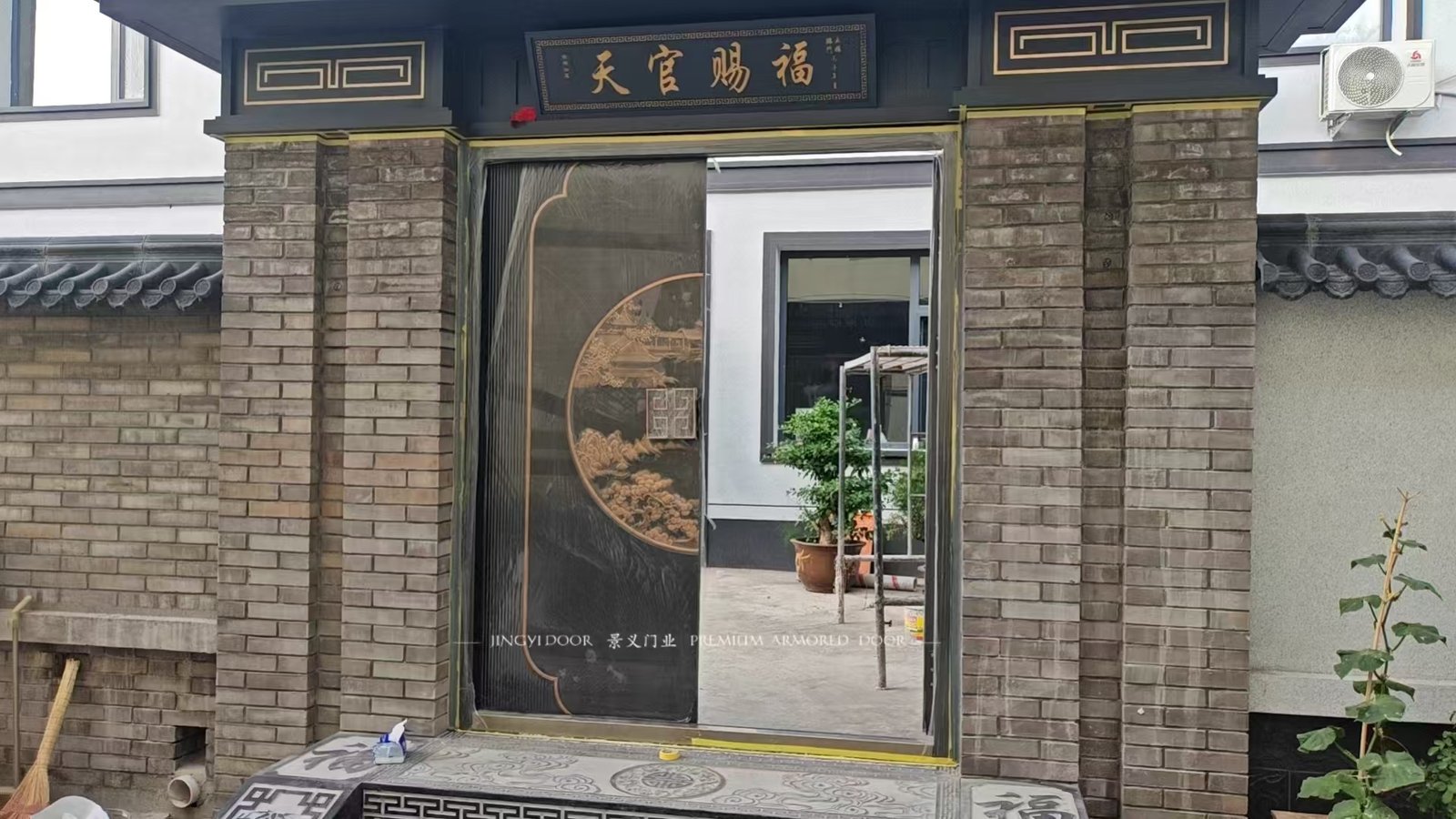 景义门业山西阳泉别墅大门安装案例实装